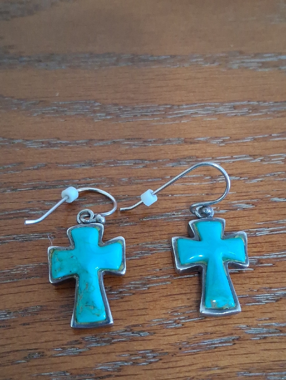 Barse Sterling Silver Turquoise Cross Dangle Earrings